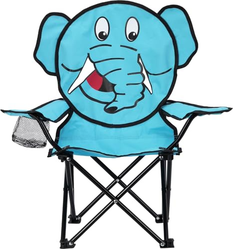 matrasa Campingstuhl für Kinder - Klappstuhl Strandstuhl Gartenstuhl Kinderstuhl - Hai Marienkäfer Flamingo Frosch (Elefant Version 2 (Blau))