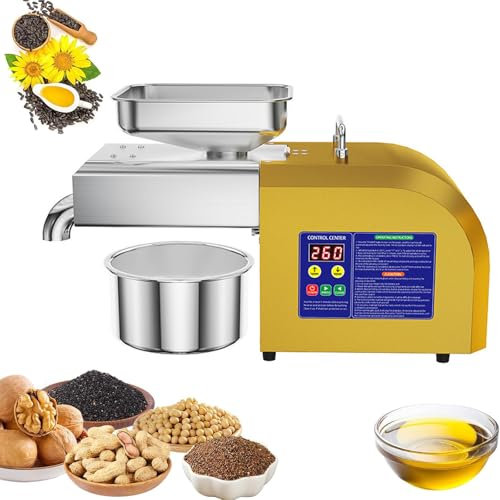 BDJSN Estrattore di Olio di Noci in Acciaio Inossidabile, Pressa per Olio Automatica a Caldo/Freddo da 4-9 kg/h, Pannello di Controllo Intelligente, 1000 W per Semi di Lino, Arachidi, Semi di Canapa