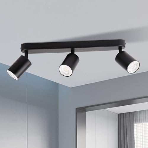 ARCYN LED Deckenlampe, schwenkbare Deckenleuchte GU10, modern für Wohnzimmer, Küche, Schlafzimmer & Flur, ohne Leuchtmittel (Schwarz 3-flammig)