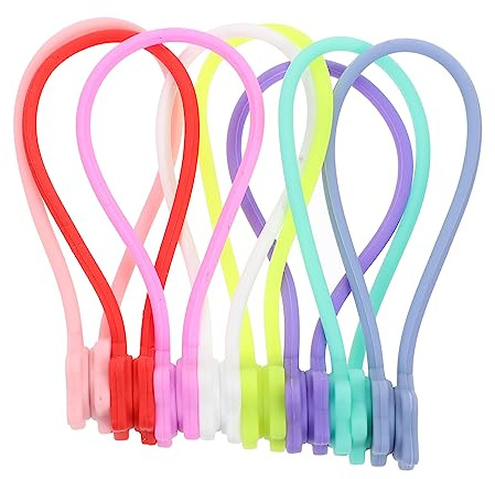 Tofficu 24pcs Magnetic Cable Ties Durable Silicone Data Cables Organizer for Home Car Travel Cord Management Straps to Prevent Damage Loss of Headphone