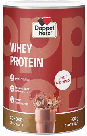 Doppelherz WHEY PROTEIN Schoko – Proteinpulver auf Molkenbasis in bewährter Doppelherz-Qualität 300g