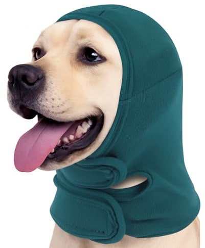 Yoolhamy Dog Snood Ear Protectors, Dog Ear Defenders Anxiety Calming Hood Ears Muffs Noise Protection Head Cover No Shake Head Wraps for Grooming Firework Force (Blue, L)