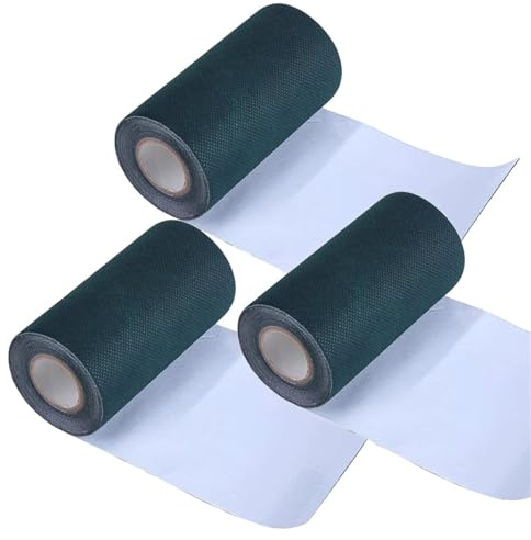 QAUUCP Ruban de Gazon Artificiel Lot de 3 Rouleaux de Ruban adhésif for Joints de Gazon Artificiel, for réparation de pelouse, Vert, synthétique, Fixe(15cmx10M)