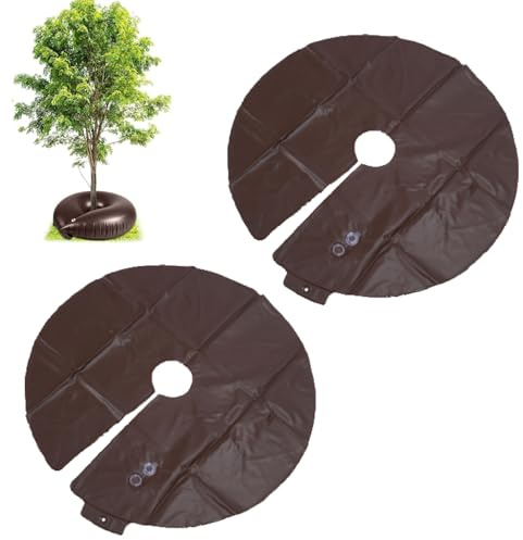 Beufee Sac d'arrosage Goutte-à-Goutte en PVC pour Arbres, 10 gallons, 2 pièces, à libération Lente, pour Plantation, Jardinage et arbustes (Café)