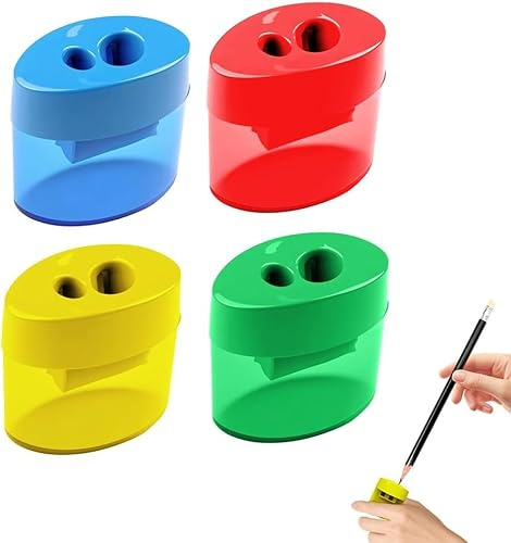 Anspitzer mit Behälter, 2025 Neu Anspitzer mit Doppellöchern und Deckel ，Handheld Bleistiftspitzer für Schule Büro, für Dicke und Dünne Stifte (B-4PCS)