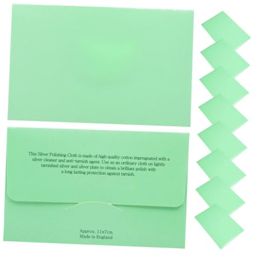 FOMIYES Lot de 10 Grands Chiffons à Polir L'argenté pour Bijoux, Double Couche Microfibre et Papier, Réutilisables, Doux et Sûrs, pour Nettoyage et Entretien des Bijoux Raffinés, 7x11 Cm