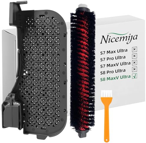 Nicemiya S8 Maxv Filtro de agua y cepillo de limpieza, accesorio compatible con Roborock S8 Maxv Ultra, piezas de repuesto para aspiradora robótica, filtro de tanque de limpieza de aspiradora