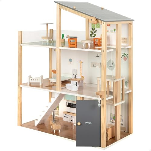 WOOMAX Casa de muñecas de Madera, Color Gris (39127)