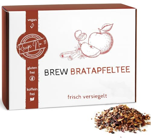 Weihnachtlicher Bratapfeltee 180g, lose - perfekter Weihnachts- & Wintertee | mit Apfel, Hibiskusblüten & Orange, Zimt | besonderer Tee als Geschenkidee zu Weihnachten | Früchtetee von BREW
