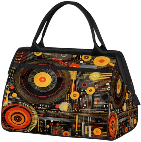 Mexpekil Borsone da viaggio impermeabile borsa da palestra Carry On Weekend Borse per la notte Grande bagaglio a mano borse per donne uomini bambini, Registrazione audio vintage