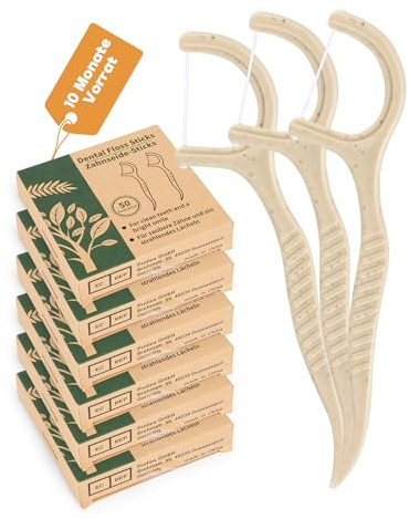 300x filo interdentale ecologico archetti filo interdentale senza plastica forcelle interdentali biologico Bastoncini filo interdentale in Mais e paglia naturale dental floss picks (6x50)