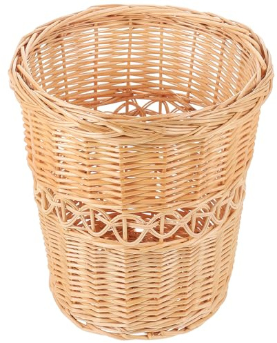 Outanaya Corbeille à Papier en Osier Naturel Tressé la Main, Poubelle Ménagère Multifonction en Rotin, Panier Décoratif Léger et Compact pour Maison, Bureau et Salle de Bain, Style