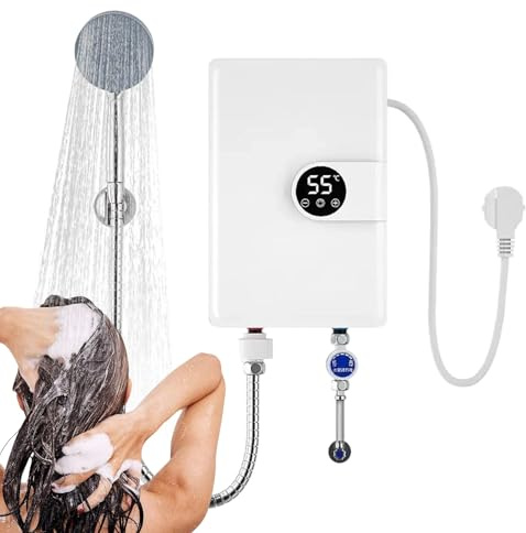 Doiyislem Tankless Hot Water Heater | Digital Display Camping Warmer - Tankless Water Heater Electric | for Sink Kitchen Bathroom Pool Outdoor Indoor Tub