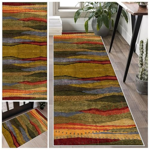 Laegnfho 60 x 120 cm Küchenteppich rutschfest Waschbar Teppich Läufer Flur Küchenläufer Flurläufer Schmutzfangmatte Lang Korridor Teppich Läufer für Küche Schlafzimmer Eingang