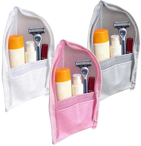 Sac De Toilette Debout Conteneur en Mesh Imperméable | Lot De Trois Sacs De Debout Avec Fermeture Éclair Pour Femmes Salle De Bain Douche Croisiere Hygiene Beaute Soins De La