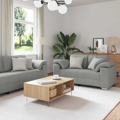 Faucqir Soffa 2 och 3 st molngrått tyg 219 x 80 x 82 cm stoppade möbler soffa hörnsoffa bostadslandskap lounge