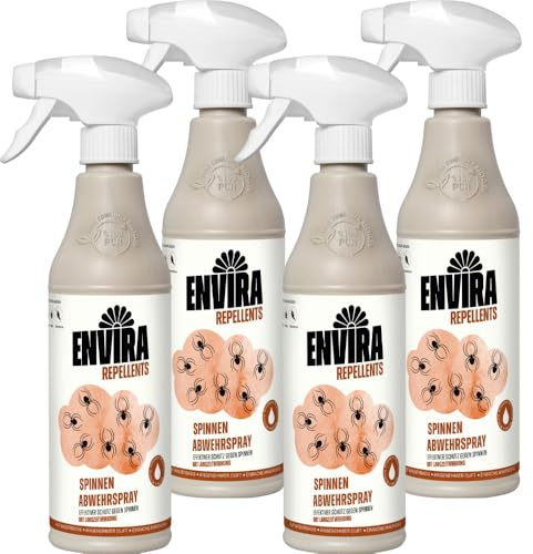 Envira Spinnenspray 4 x 500 ml - hochwirksam gegen Spinnen & Winkelspinnen | Spinnen Spray gegen Kreuzspinnen, Winkelspinnen und Weberknecht - effektive Spinnenabwehr im Haus und Garten