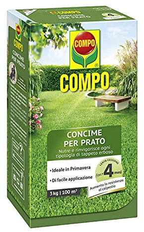 COMPO Concime per Prato, Concime Granulare, Per un manto erboso sano e rigoglioso, Nutrimento fino a 4 mesi, 3 kg