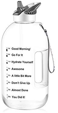 GHONLZIN Bottiglia d Acqua, Water Bottle 2.5 L Borraccia sportiva acqua con Indicatore del Tempo Bottiglia d'Acqua Senza BPA per Corsa, Ciclismo, Lavoro e Palestra