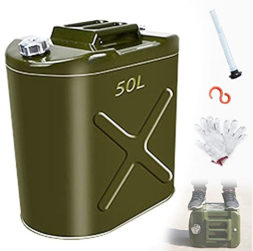 YILEFU Lata de Gasolina Bidón de Combustible - Garrafa de Gasolina y Diésel en Metal Ideal Recipientes Gasolina Engrosado Lata Gran Capacidad con Boquilla Flexible Bidón De Reserva Exterior,50L