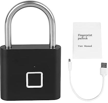 Syrisora Vorhängeschloss, Fingerabdruck-Vorhängeschloss, Bluetooth, Schlüssellos, Wasserdicht, Biometrisches Elektronisches Schloss TUYA APP-Steuerung, Wiederaufladbares USB-Schloss