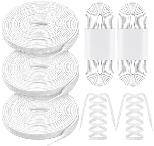 Lyrow 3 Pairs Figure Skating, Figure Skate Laces Waxed 108 White Laces for Roller Skating Ice Hockey Boots and Regular Shoes