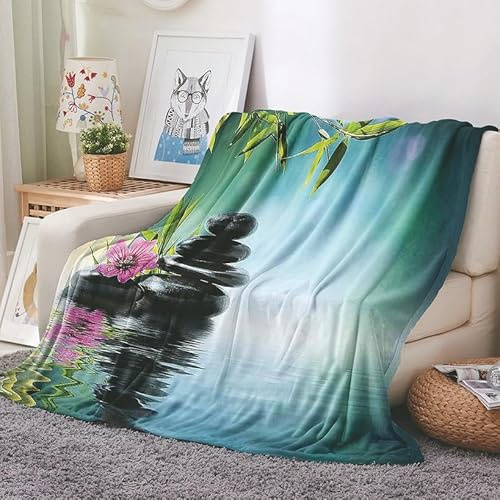 EHOMERY Mantas Suaves para Sofa Cobija Personalizada Mantas Finas para Sofa Verano Cobijas De Invierno para Cama Matrimonial Zen-Tao Manta Verano Suaves Y Cómodas Verde 150x130cm