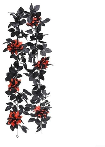 Vid colgante de rosas artificiales negras Shape as You Desire, guirnalda de seda de 5 7 pies (B)