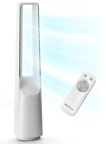 Pro Breeze® WiFi Silent Bladeless Portable Tower Fan - Ultra Quiet Standing Air Circulator with Remote Control, Timer, 10 Speeds & LED Display, Smart App