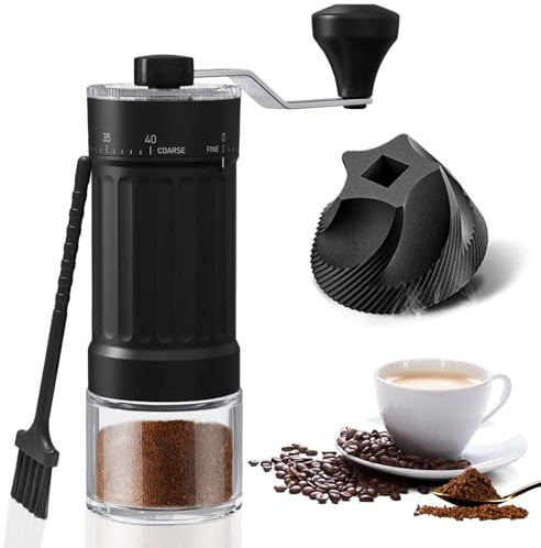 Kaffeemühle Manuell, Kaffeemühle Hand mit 40 einstellbaren Stufen, Handkaffeemühle mit hochpräzisen Keramik-Kegelmahlwerk, Manuelle Kaffeemühle und 30g Kapazität für Camping, Büro, Espresso