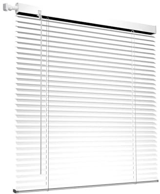 Tende Veneziana in Alluminio con Fissaggio Senza Foratura, su Misura Larghezza 42-150cm Altezza 50-240cm Persiane Veneziane Orizzontali Senza Fili, Privacy, per Finestre Interne(Bianco)