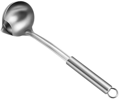 VERDANVERSE Cuillère Filtrante Séparateur D'huile Et Soupe 304 Inox Poignée Plate Argentée Scoop Pratique Pour Maison Restaurant Usage Quotidien
