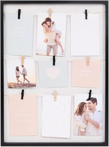 Cornice 2 in 1 per Foto, Max 10 Foto Misura 10x15 cm, Appendere Parete 3D Tridimensionale, Ricordi Amore Famiglia Momenti Felici, Regalo, Colore Bianco e Nero (NERO, 52x39 Cm.)