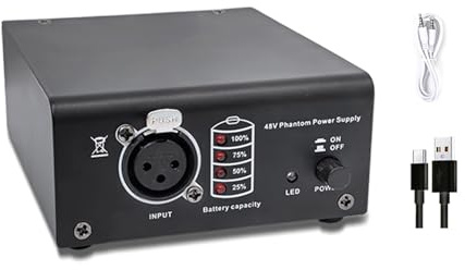 MARCBUSE Professional 48V Power Supply With Charging Cable And Data Cable For Condenser Microphones Professional Microphones Power Supply