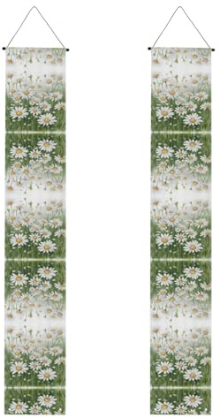Banner mit weißem Gänseblümchen-Druck, Polyester-Banner, für drinnen und draußen, einfach aufzuhängen, wiederverwendbar