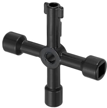 PATIKIL 4 in 1 Universal Utility Key, Zinc Alloy 4 Way Water Meter Gas Valve Key Electrical Cabinet Wrench Key for Multifunctional Elevator Operator, Black, Style A