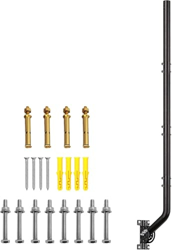 Supporto da parete per antenna regolabile da 134cm – J-Pole in ferro verniciato a polvere per Star link (adattatore necessario), antenne TV, stazioni meteo – 3.5cm diametro esterno pesante