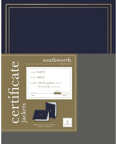 Southworth® Certificate Jackets, Navy/Gold Foil Border, Pack Of 5