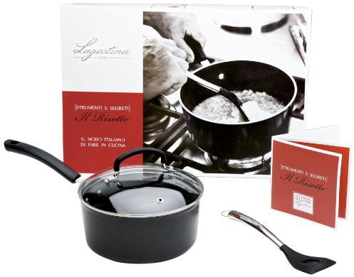 Lagostina 012112 Strumenti e Segreti Il Risotto Casseruola con Rivestimento Antiaderente, Coperchio in Vetro, Confezione Regalo, 22 cm