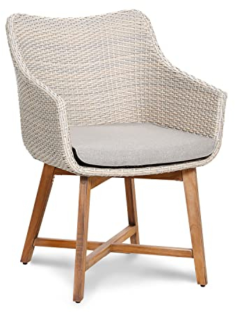 Best Korbsessel Paterna I Sessel mit Teakholz, Flechtgewebe & hohem Sitzkomfort I UV- & Witterungsbeständig I Stabiles Fußkreuz I 61 x 63 x 88 cm