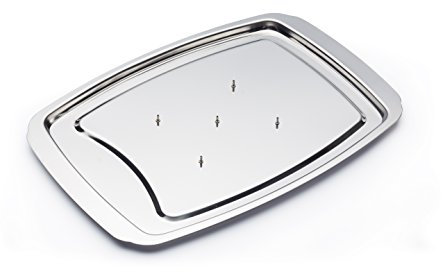 MasterClass Stainless Steel Spiked Carving Tray, 38 x 26.5cm, Silver