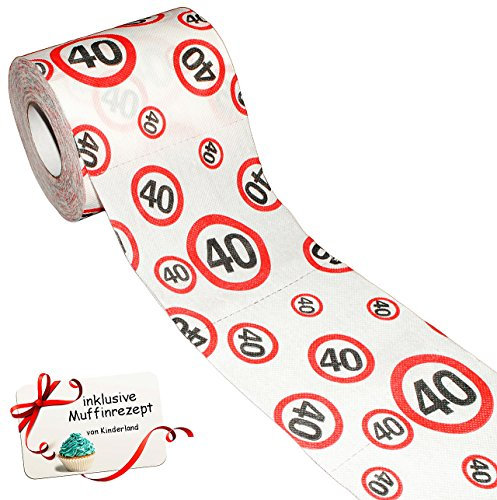 alles-meine.de GmbH 10 Rollen Toilettenpapier - 40. Geburtstag/Happy Birthday - 25 m - Verkehrsschild - WC Klopapier Klopapier - lustig Klorolle große Rolle/vierzigster..