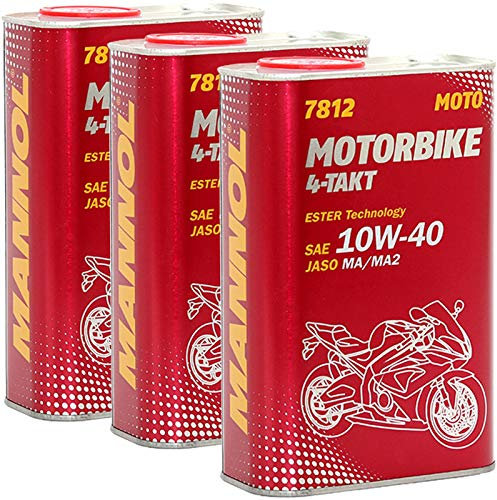 3 x 1L MANNOL 7812 Motorbike 4-Takt 10W-40 API SL/JASO MA/MA2 Motoroel Motorraedern Sportbikes