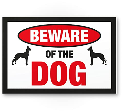 Komma Security Beware of the dog - Hunde Schild Hinweisschild Gartentor Gartenzaun - Türschild Haustüre Warnschild Abschreckung Einbruchschutz - Vorsicht Achtung Hund