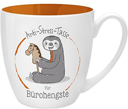 Gruss & Co 45487 Anti-Stress Tasse für Bürohengste, 45 cl, Geschenk, New Bone China, Orange, 9.5 cm