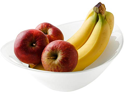 Van Well Bol en verre Galaxy I taille XL I blanc I bol de service avec 2 poignées I salade, dessert, fruits, etc.
