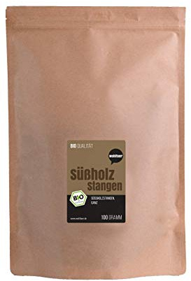 Wohltuer Bio Süßholzstangen ganz | ca.15 Stück à 11 cm | Süßholzwurzel aus Spanien 100g | Lakritzstangen