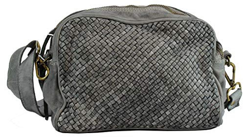 BZNA Bag Lucy Grau grey Italy Designer Clutch Braided Ledertasche Umhängetasche Damen Handtasche Schultertasche Tasche Leder Shopper Neu