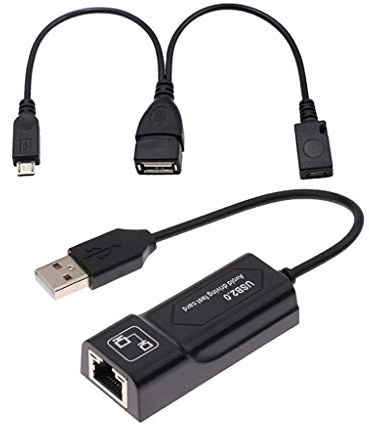 Ethernet Adapter and USB to Micro USB Cable for Media Streaming Devices - for Fire Sticks 2nd and TV 3rd Generation