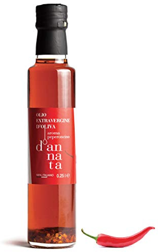 D'Annata. Condiment à Base Huile D'Olive Extra Vierge Italien Aromatisée au Piment. N. 1 Format Bouteille 250 Ml. Huile D'Olive 100% Italien